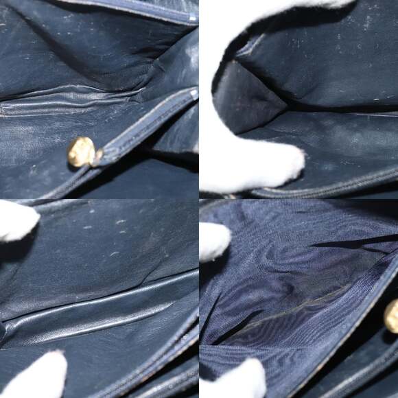 CELINE C Sulky Shoulder Bag Canvas Navy Gold - Picture 12 of 13